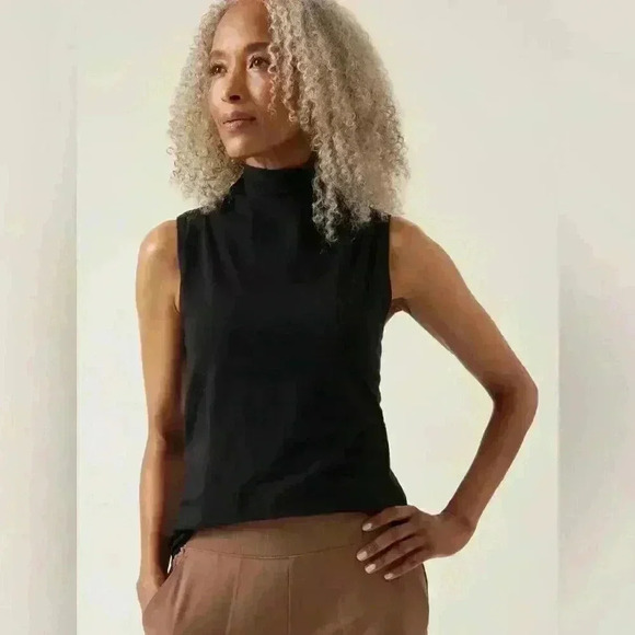 ATHLETA Outbound Tank Top Size M Black Turtle Neck Sleeveless Long - Picture 1 of 4